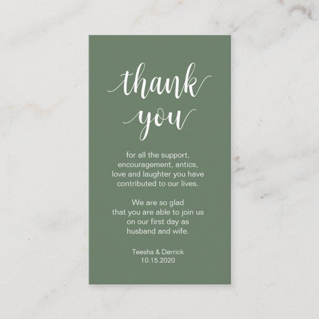 Carte D'accompagnement Merci mariage, Script simple moderne (Devant)