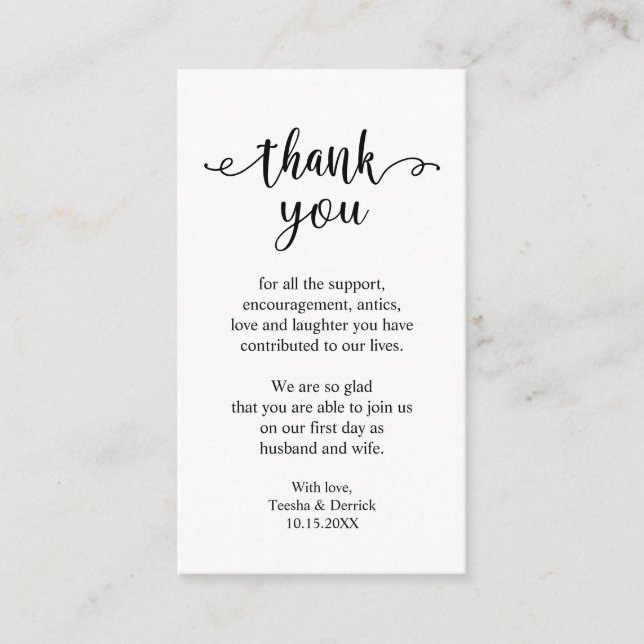 Carte D'accompagnement Merci mariage, Simple Rustique Moderne (Devant)