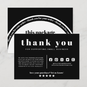 Carte D'accompagnement Merci noir et blanc Ordre Petite entreprise
