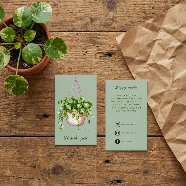 Carte D'accompagnement Merci Plante aquarelle (Créateur téléchargé)