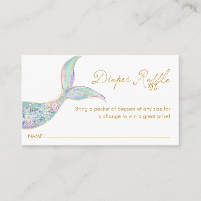 Carte D'accompagnement Mermaid Diaper Raffle Ticket Enclosure Card (Devant)
