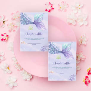 Carte D'accompagnement Mermaid fille baby shower billet tombole de la cou