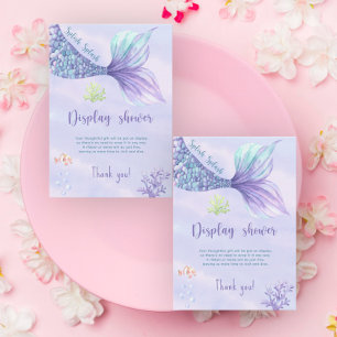 Carte D'accompagnement Mermaid fille baby shower ticket affichage douche