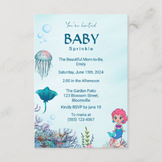 Carte D'accompagnement Mermaid mignonne & Sea King Baby Sprinkle Invitati