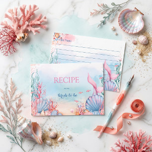 Carte D'accompagnement Mermaid Ocean Aquarelle Rêveuse Rose Enterrement d