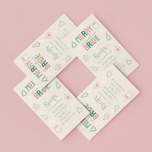 Carte D'accompagnement Merry & Bride Christmas Bridal Shower Recipe (Créateur téléchargé)