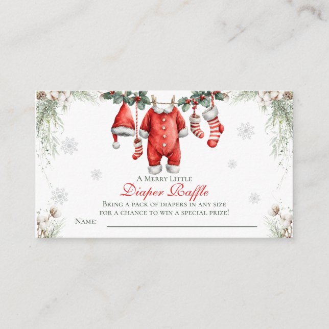 Carte D'accompagnement Merry Little Baby Shower Diaper Raffle (Devant)