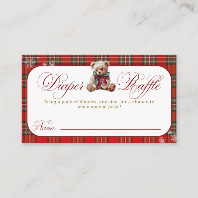 Carte D'accompagnement Merry Little Red Bow Christmas Plaid Diaper Raffle (Devant)