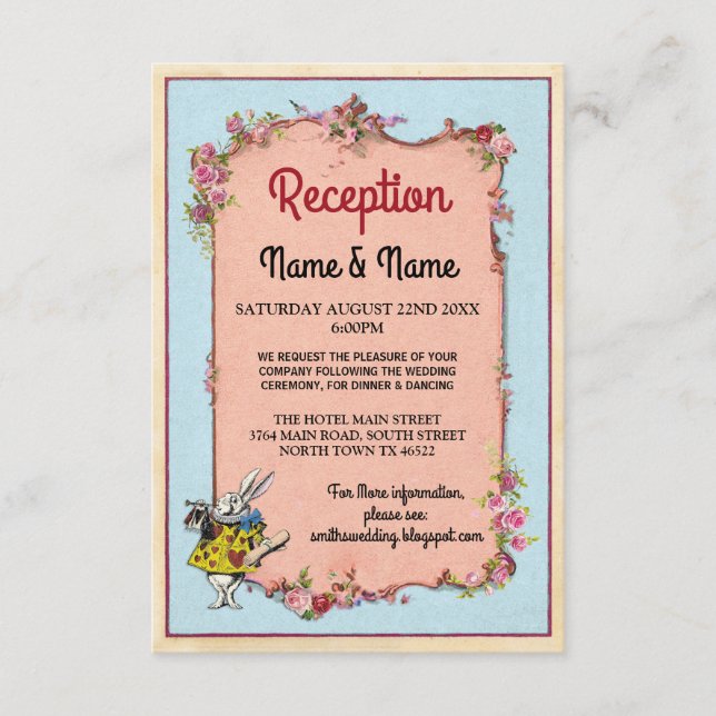 Carte D'accompagnement Merveille du Réception de Mariage Fleur Lapin (Devant)