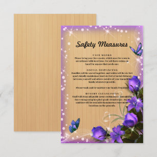 Carte D'accompagnement Mesure de sécurité papillon floral violet bois rus