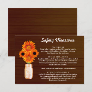 Carte D'accompagnement Mesure de sécurité pour pot Mason à fleurs orange