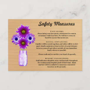 Carte D'accompagnement Mesure de sécurité pour pot Mason à fleurs violett