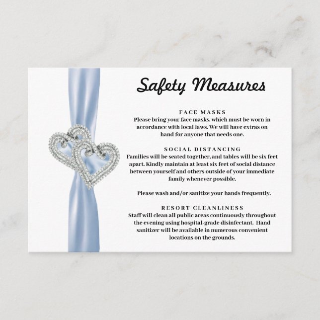 Carte D'accompagnement Mesures de sécurité à ruban bleu Diamond Hearts (Devant)