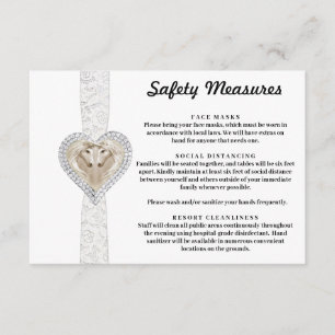 Carte D'accompagnement Mesures de sécurité de la dentelle blanche de la l