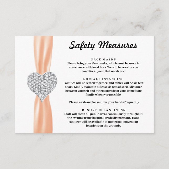 Carte D'accompagnement Mesures de sécurité Diamond Heart Orange Ribbon (Devant)