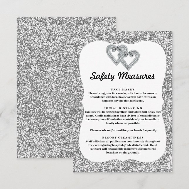 Carte D'accompagnement Mesures de sécurité Diamond Hearts Pailleté d'Arge (Devant / Derrière)