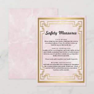 Carte D'accompagnement Mesures de sécurité en marbre rose géométrique
