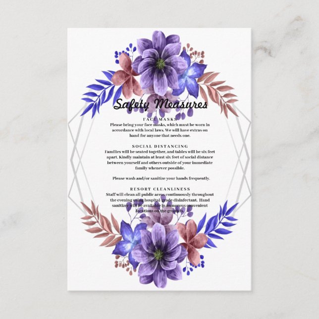 Carte D'accompagnement Mesures De Sécurité Florale De L'Aquarelle Violett (Devant)