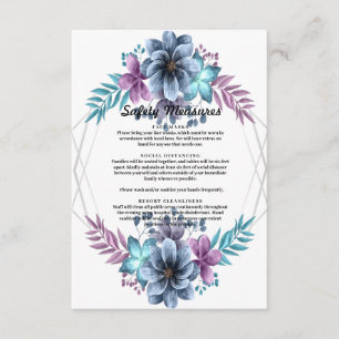 Carte D'accompagnement Mesures de sécurité florales à l'aquarelle bleue e