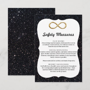 Carte D'accompagnement Mesures de sécurité infinies Noir Paillettes Dorée