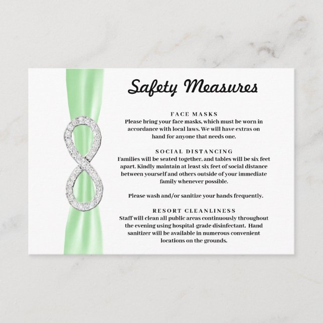Carte D'accompagnement Mesures de sécurité infinies Ruban vert Diamant (Devant)