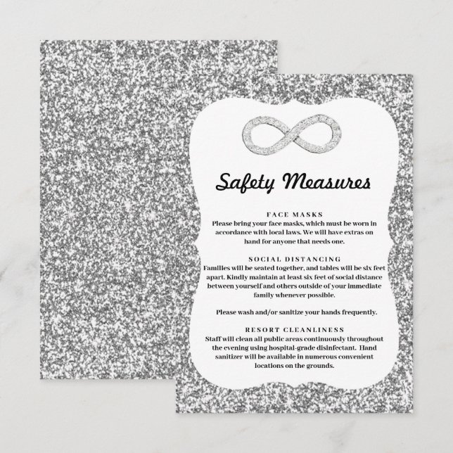 Carte D'accompagnement Mesures de sécurité Infinity Diamond Pailleté Arge (Devant / Derrière)