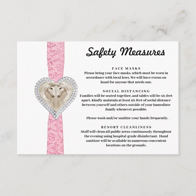 Carte D'accompagnement Mesures de sécurité Licorne Rose à Dentelle (Devant)