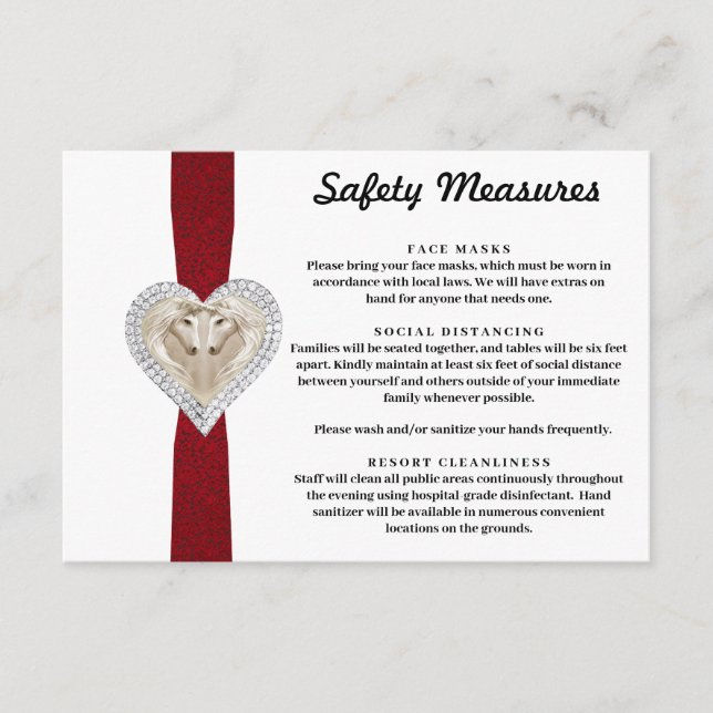 Carte D'accompagnement Mesures de sécurité Licorne Rouge en dentelle (Devant)