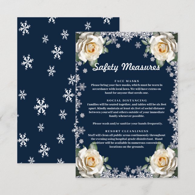 Carte D'accompagnement Mesures de sécurité pour Noël flocon de neige rose (Devant / Derrière)