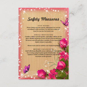 Carte D'accompagnement Mesures de sécurité pour papillon floral rose en b