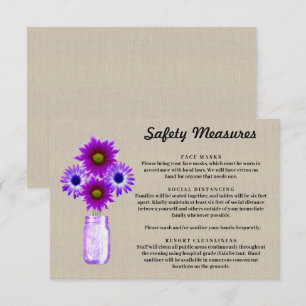 Carte D'accompagnement Mesures de sécurité pour pot Mason à fleurs violet
