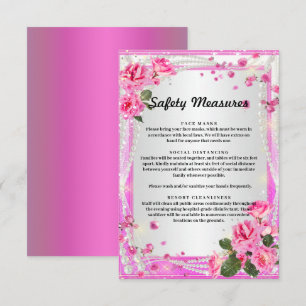 Carte D'accompagnement Mesures de sécurité Roses roses et perles