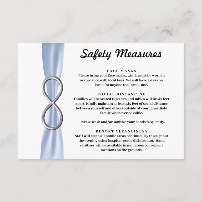 Carte D'accompagnement Mesures de sécurité Ruban Bleu Argent Infini (Devant)