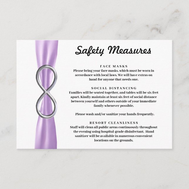 Carte D'accompagnement Mesures de sécurité Silver Infinity Ruban Violet (Devant)