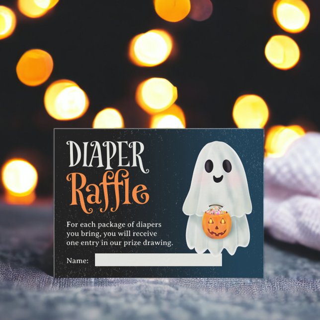 Carte D'accompagnement Mete fantôme Halloween diaper baby shower de tombo (Cute ghost Halloween diaper raffle baby shower Enclosure Card)