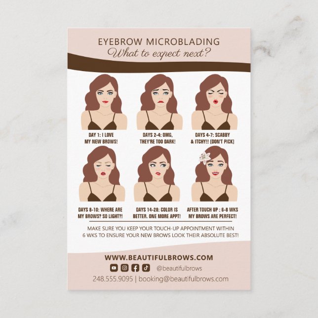 Carte D'accompagnement Microblading Brow Aftercare & Nomination Reminder (Dos)