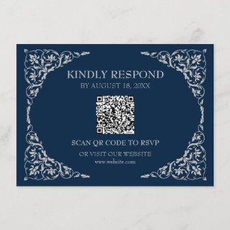 Carte D'accompagnement Midnight Blue QR RSVP Card