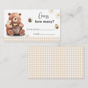 Carte D'accompagnement Miel abeille et ours Devinez combien de Baby showe