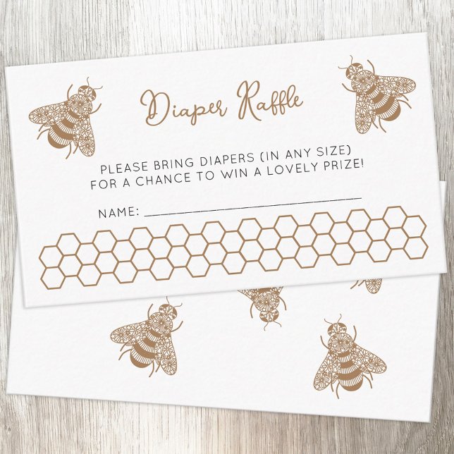Carte D'accompagnement Miel Bee Baby shower Déchets Raffle (Mommy to Bee honeybee themed diaper raffle enclosure card for  baby shower)