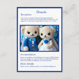 Carte D'accompagnement mignon bleu & blanc crochet mariage couple