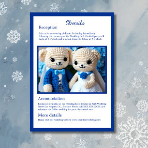 Carte D'accompagnement mignon bleu & blanc crochet mariage couple