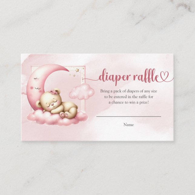 Carte D'accompagnement Mignon ours en peluche endormi nuage neuf tombola  (Devant)