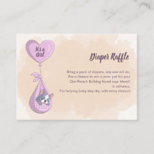 Carte D'accompagnement Mignonne Français Bulldog Chiot rose Coeur Déchets