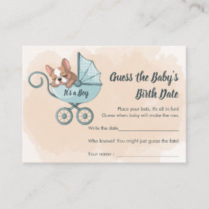 Carte D'accompagnement Mignonne Français Bulldog Pup Blue Stroller Guides