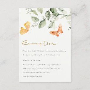 Carte D'accompagnement Mignonne Garden Foliage Papillons Accueil Mariage