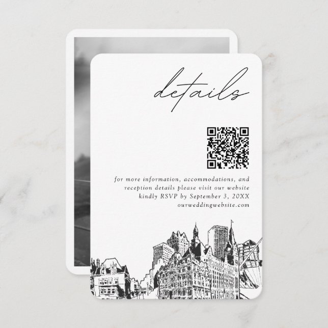 Carte D'accompagnement Milwaukee Mariage moderne Détails QR Code (Devant / Derrière)