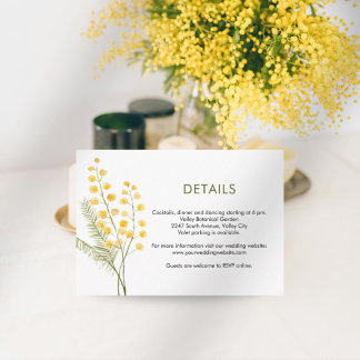 Carte D'accompagnement Mimosa fleurs mignonne mariage printemps