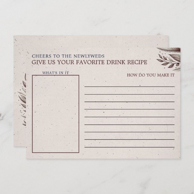 Carte D'accompagnement Mimosas et Fête des mariées de mariage Recette de  (Devant / Derrière)