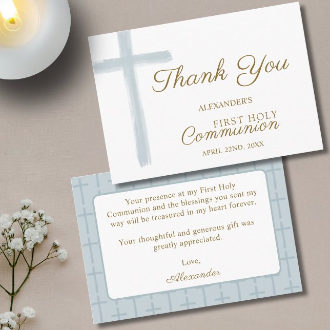 Carte D'accompagnement Mini Blue Cross  First Holy Communion Thank You (Créateur téléchargé)