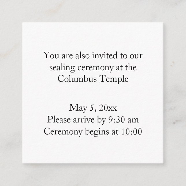Carte D'accompagnement Mini carré de scellement de temple à dos en diaman (Devant)